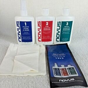 Novus 3-Step Plastic Restoration Kit: Fine & Heavy Scratch Removers Included